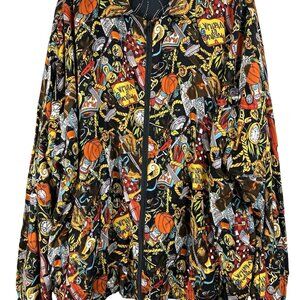 Vtg Respect USA Sports Print Jacket 3X Pop Art Full Zip Windbreaker 90’s Retro